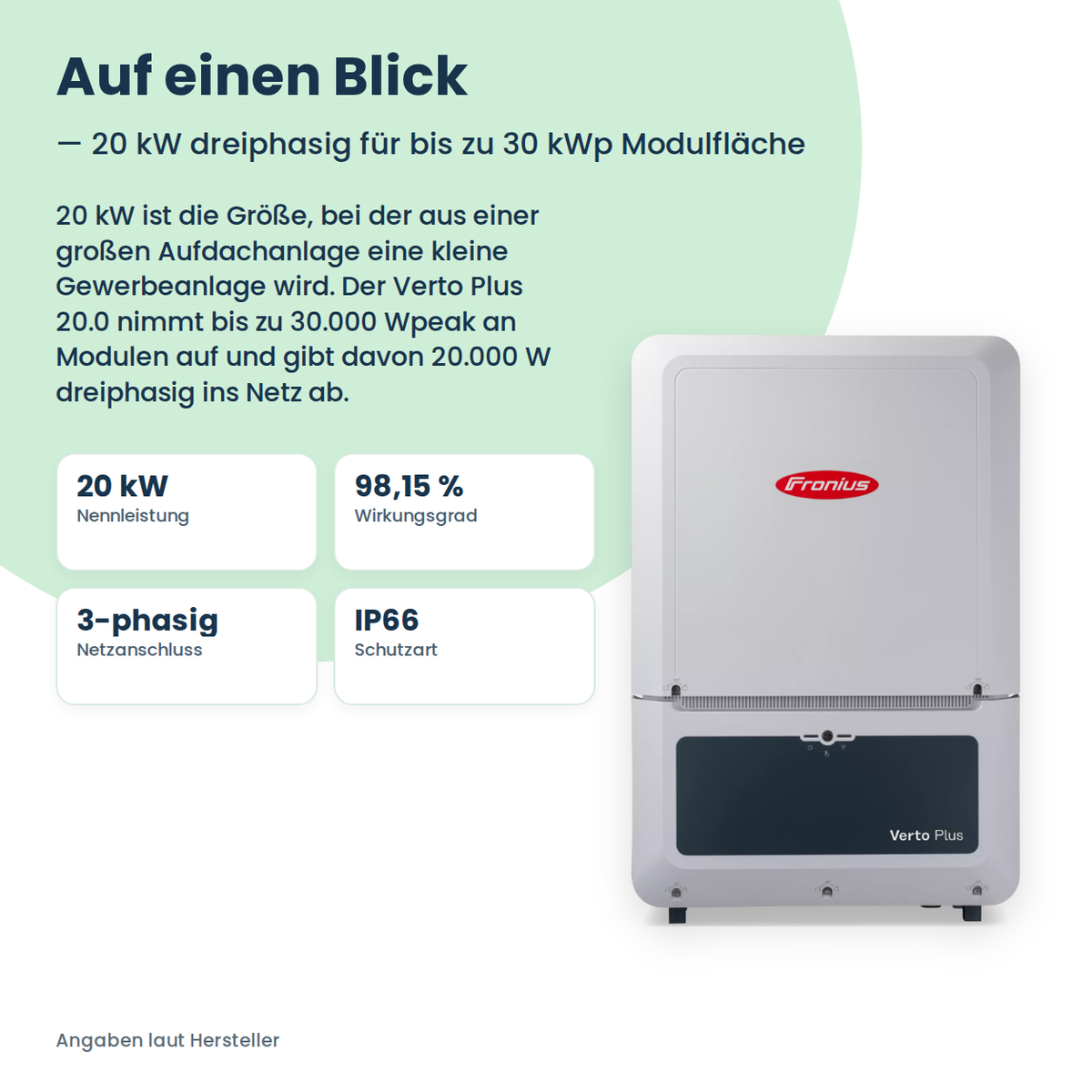 Fronius Verto Plus 20.0 hybride omvormer 20 kW