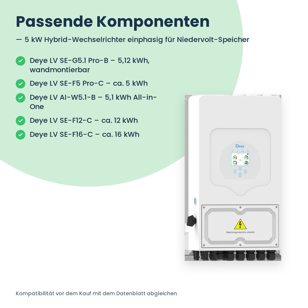 Deye SUN-5K-SG05LP1-EU-PLUS – 5 kW hybride omvormer eenfasig voor laagvolt-batterijen