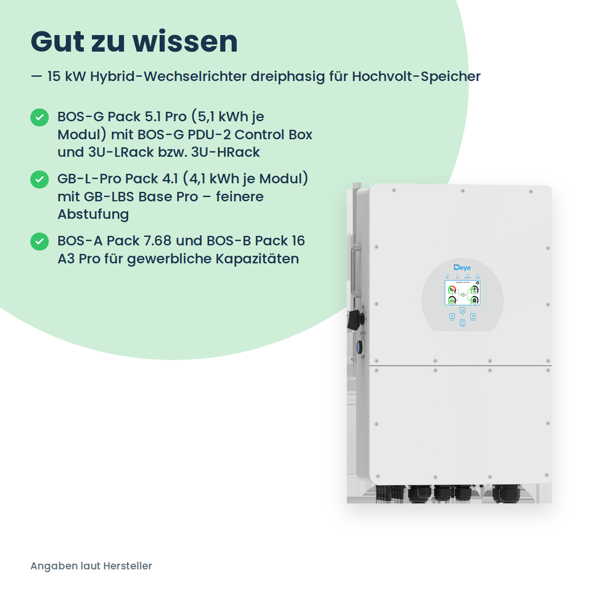 Deye SUN-15K-SG01HP3-EU – 15 kW hybride omvormer driefasig voor hoogvolt-batterijen