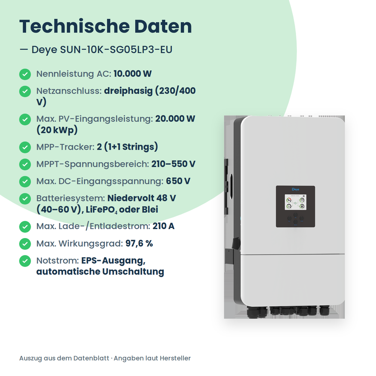 Deye SUN-10K-SG05LP3-EU – technische Daten