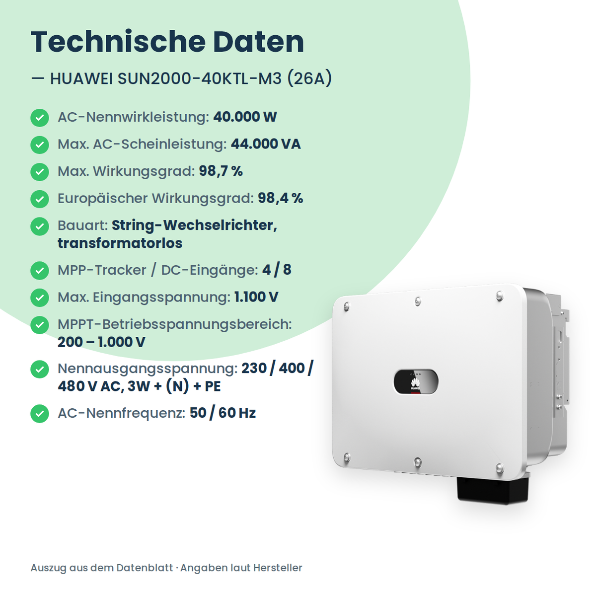 HUAWEI SUN2000-40KTL-M3 (26A) stringomvormer 40 kW