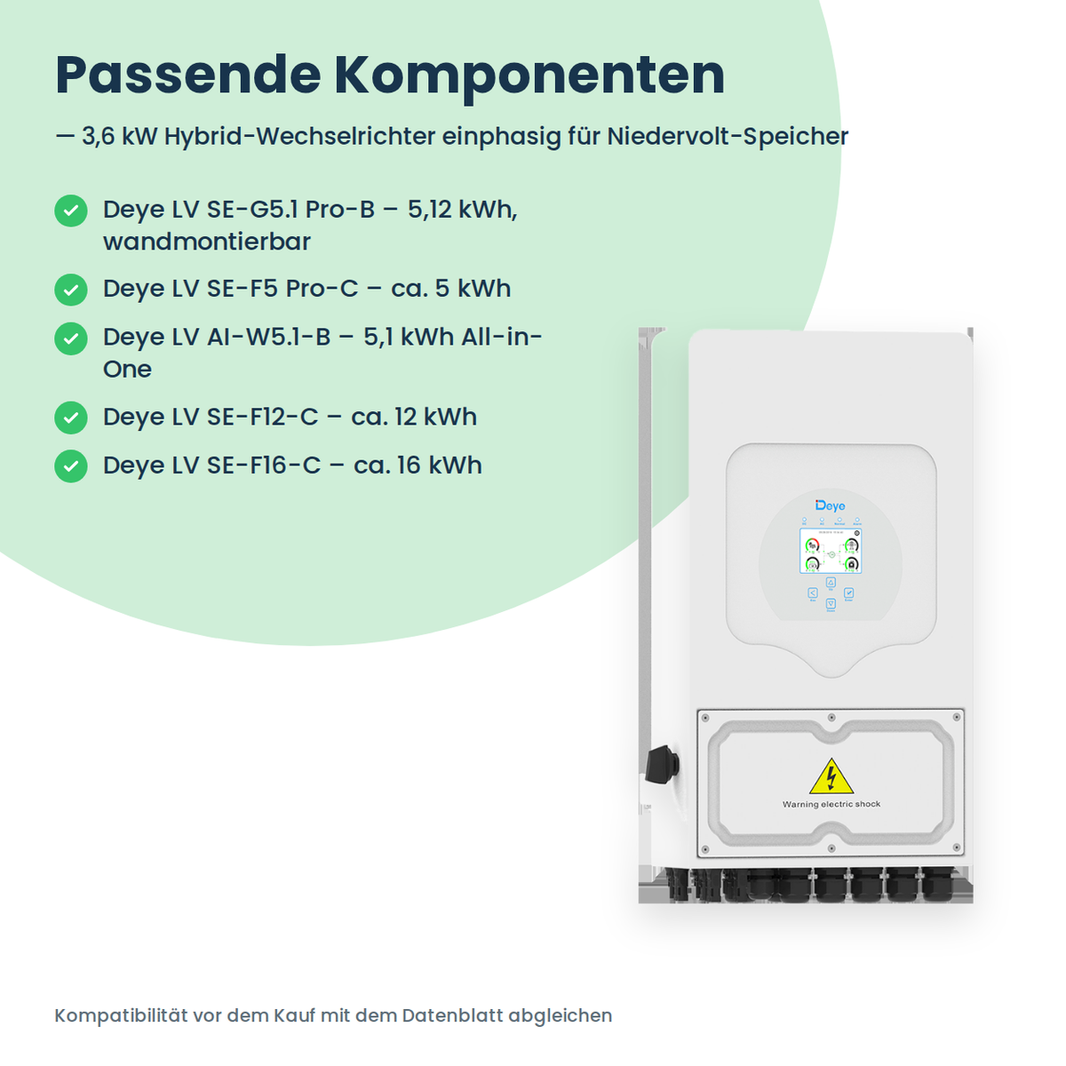 Deye SUN-3.6K-SG05LP1-EU-PLUS – 3,6 kW hybride omvormer eenfasig voor laagvolt-batterijen