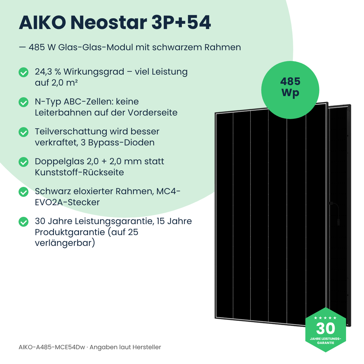 AIKO Neostar 3P+54 485 W – Vorteile im Überblick