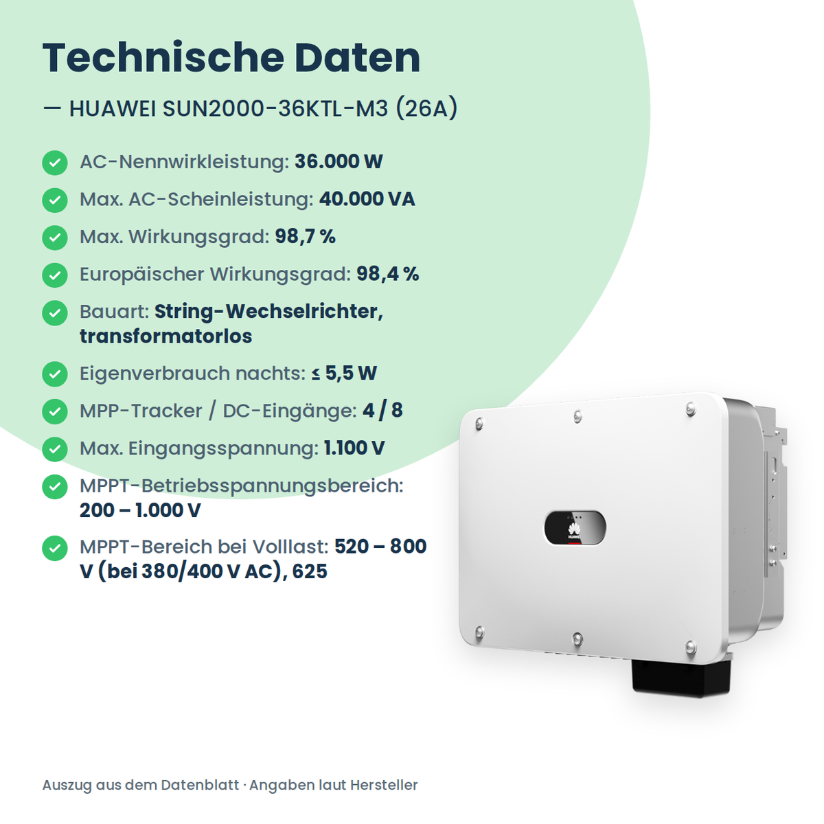 HUAWEI SUN2000-36KTL-M3 (26A) stringomvormer 36 kW