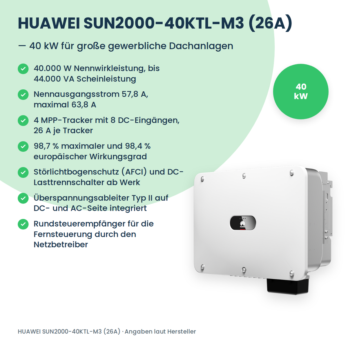 HUAWEI SUN2000-40KTL-M3 (26A) stringomvormer 40 kW