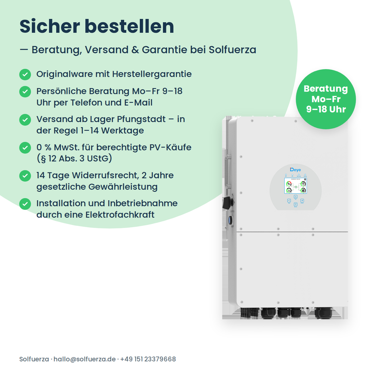 Deye SUN-25K-SG01HP3-EU – 25 kW hybride omvormer driefasig voor hoogvolt-batterijen