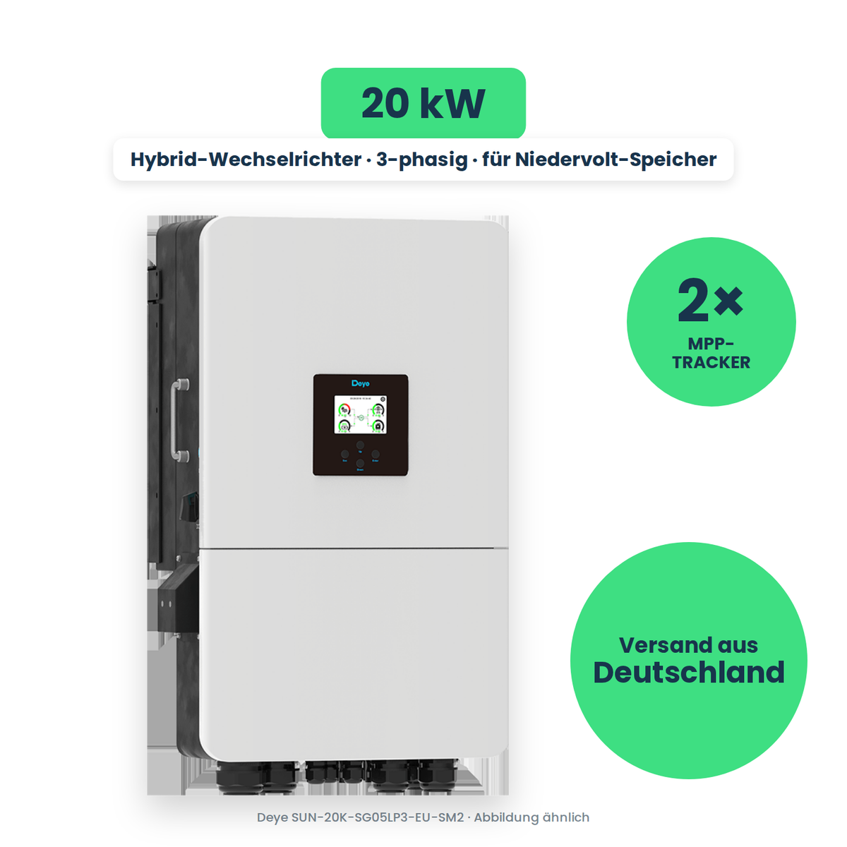 Deye SUN-20K-SG05LP3-EU-SM2 – Hybrid-Wechselrichter, freigestellt