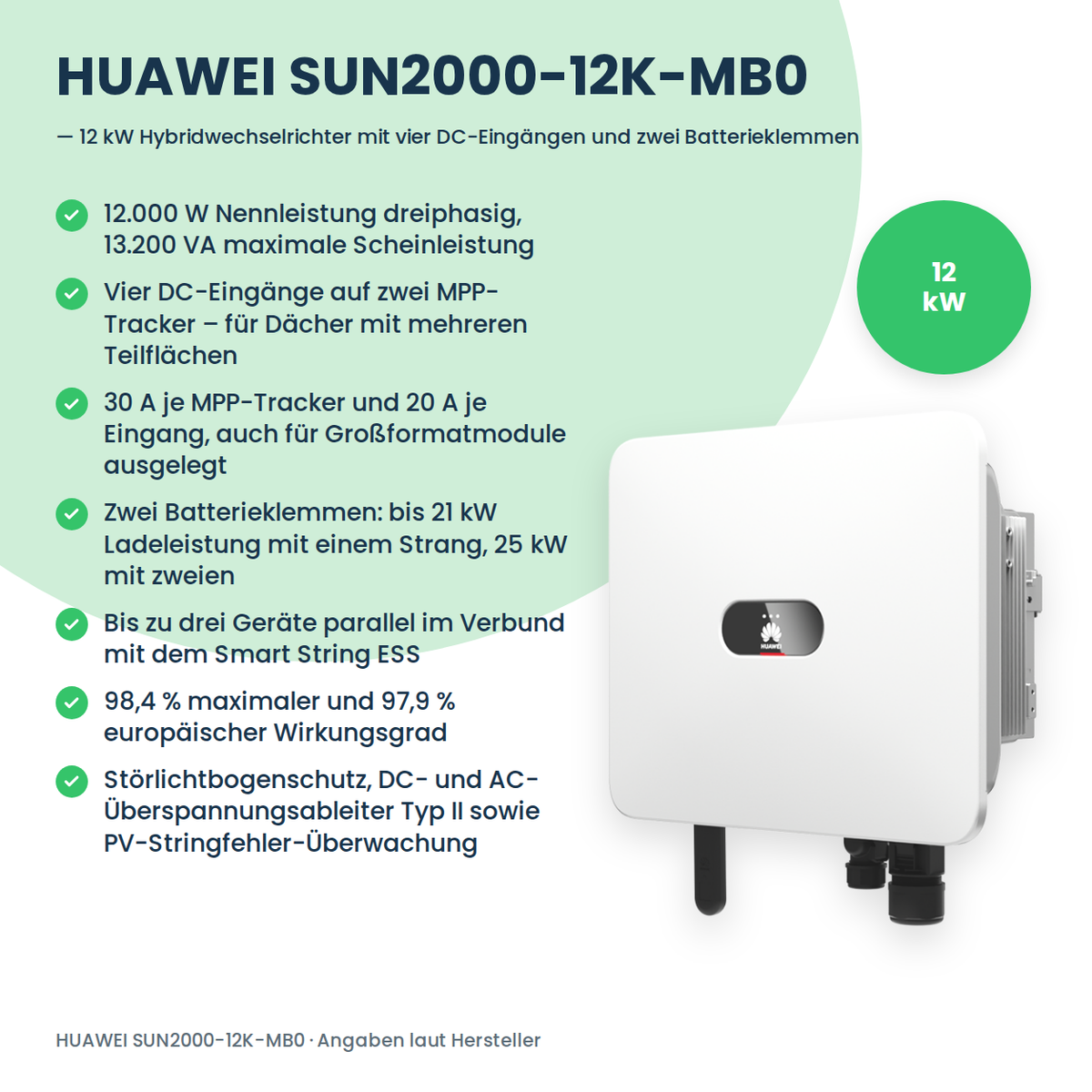 HUAWEI SUN2000-12K-MB0 hybride omvormer 12 kW
