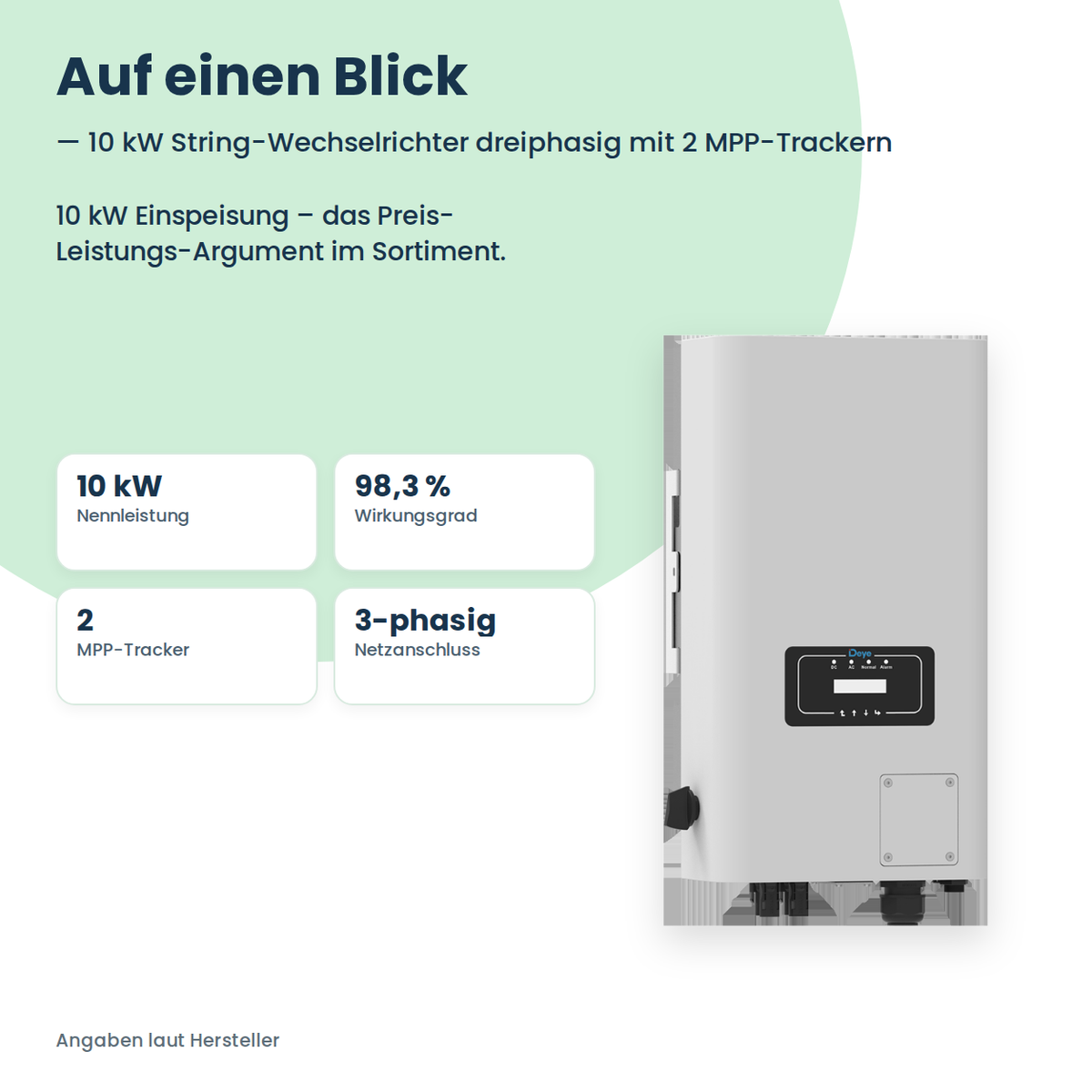 Deye SUN-10K-G06 – 10 kW stringomvormer driefasig met 2 MPP-Trackern