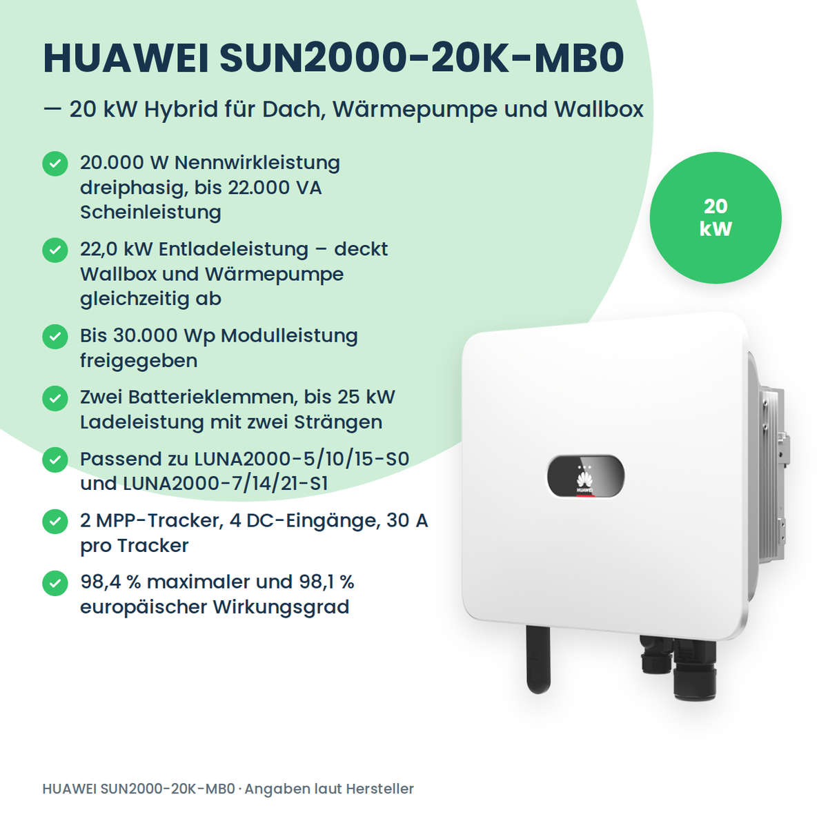 HUAWEI SUN2000-20K-MB0 hybride omvormer 20 kW
