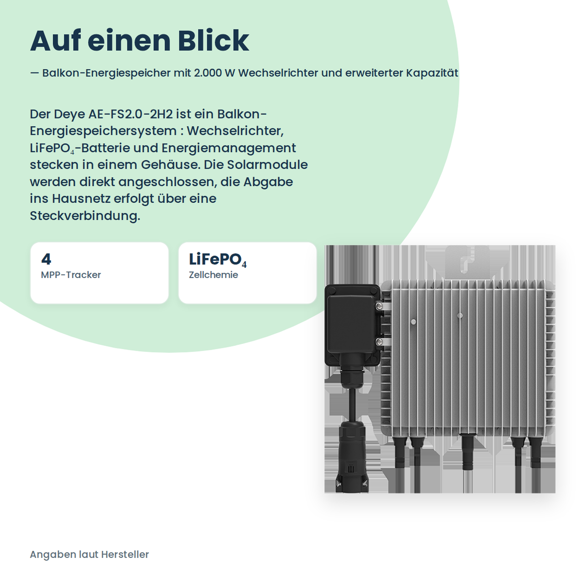 Deye AE-FS2.0-2H2 – energieopslag voor het balkon met 2.000 W omvormer en uitgebreide capaciteit