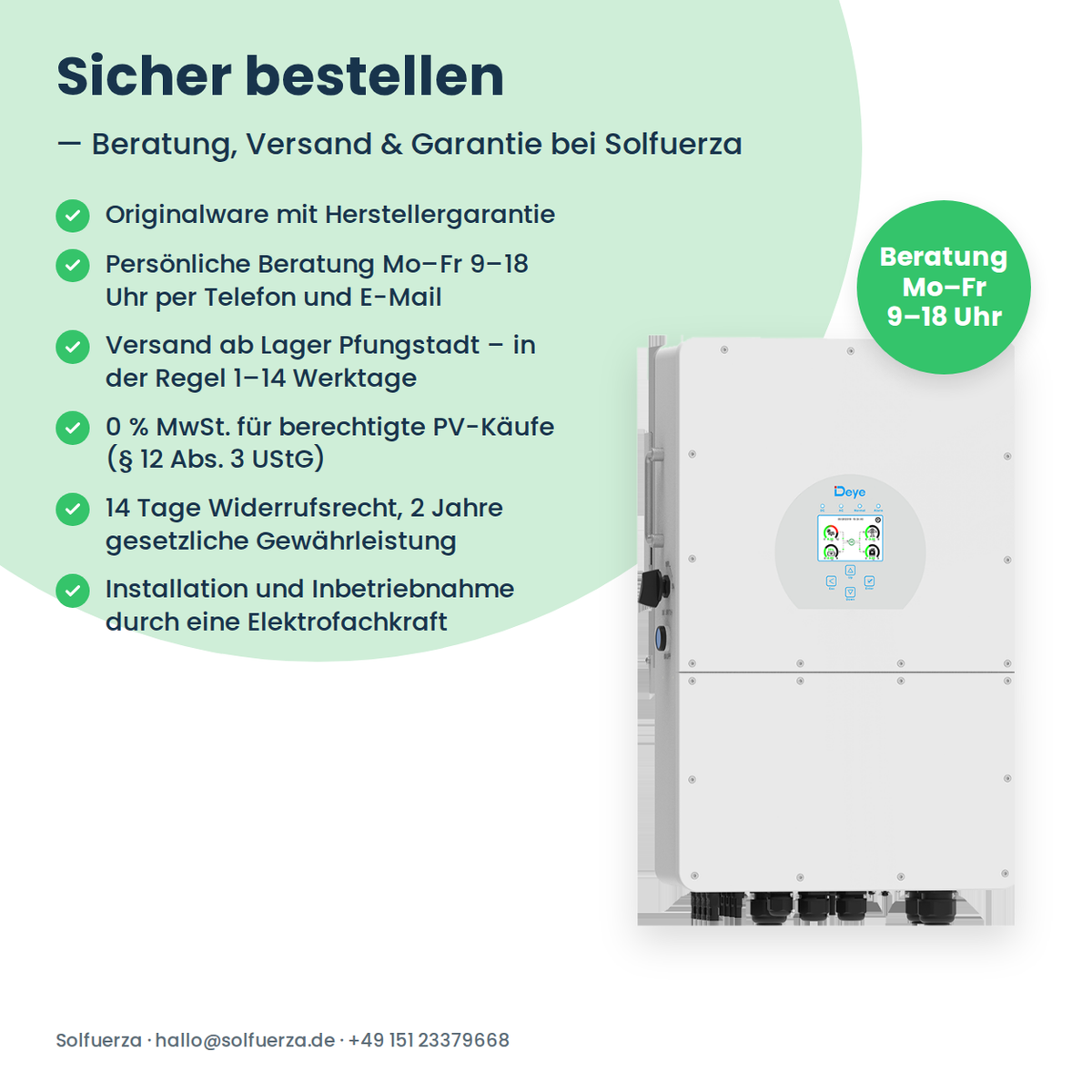 Deye SUN-12K-SG01HP3-EU-DM2 – 12 kW hybride omvormer driefasig voor hoogvolt-batterijen