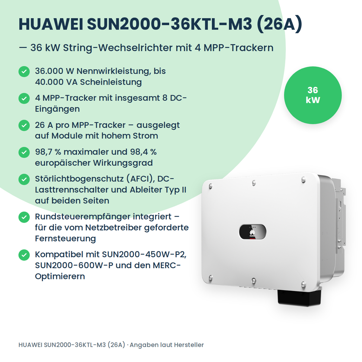 HUAWEI SUN2000-36KTL-M3 (26A) stringomvormer 36 kW