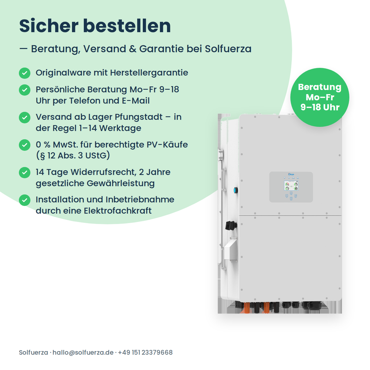 Deye SUN-50K-SG01HP3-EU – 50 kW hybride omvormer driefasig voor hoogvolt-batterijen