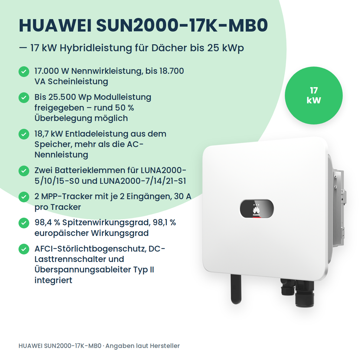 HUAWEI SUN2000-17K-MB0 hybride omvormer 17 kW