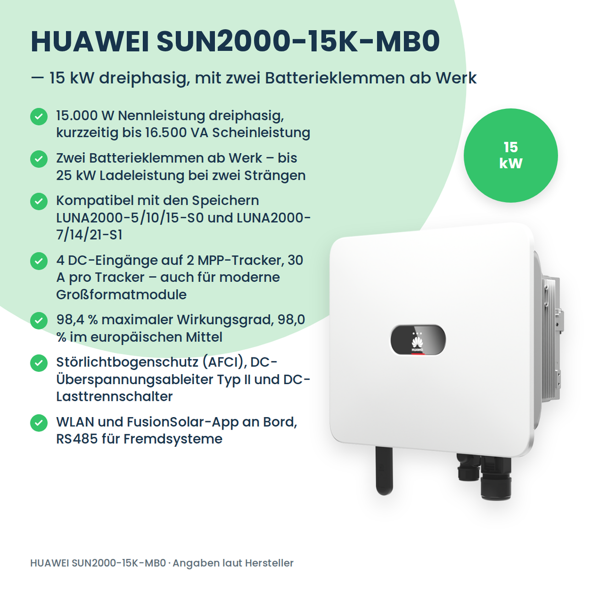 HUAWEI SUN2000-15K-MB0 hybride omvormer 15 kW