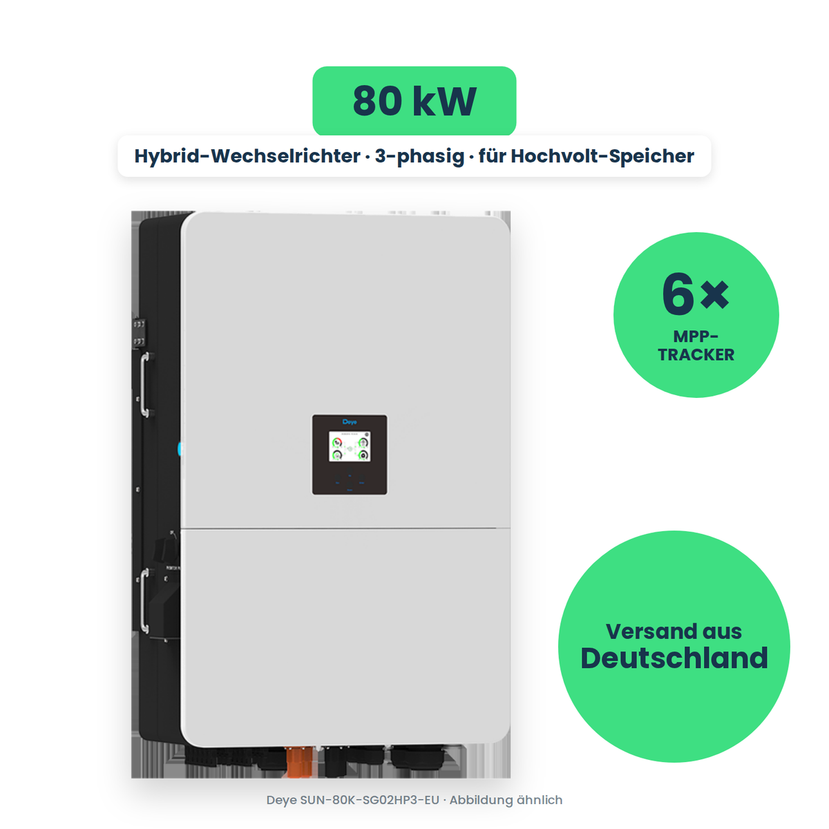 Deye SUN-80K-SG02HP3-EU – Hybrid-Wechselrichter, freigestellt