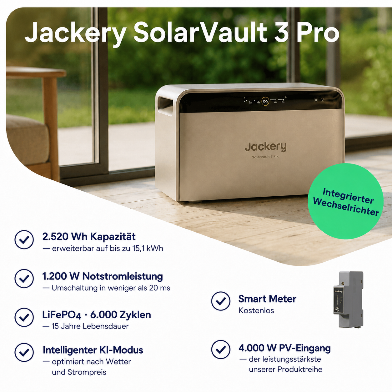Jackery SolarVault 3 Pro – modularer Aufbau mit gestapelten BP2500-Erweiterungsakkus