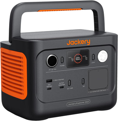 Jackery Explorer 240 v2 Tragbare Powerstation, 256Wh LiFePO4 Solargenerator mit 300W AC/100W USB-C Ausgang, Outdoor Generator für Camping, Reise, Notfall