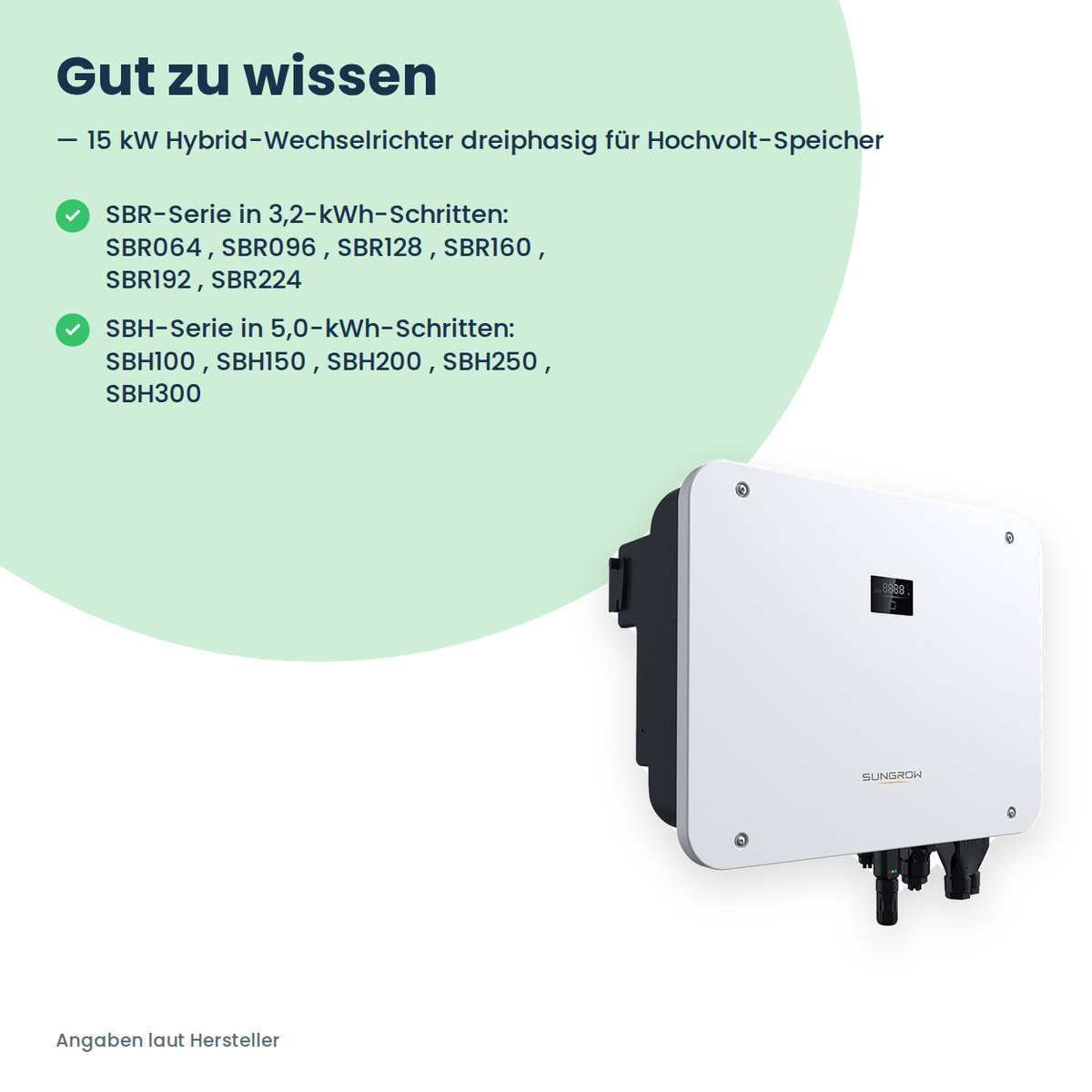 Sungrow SH15T – 15 kW hybride omvormer driefasig voor hoogvolt-batterijen