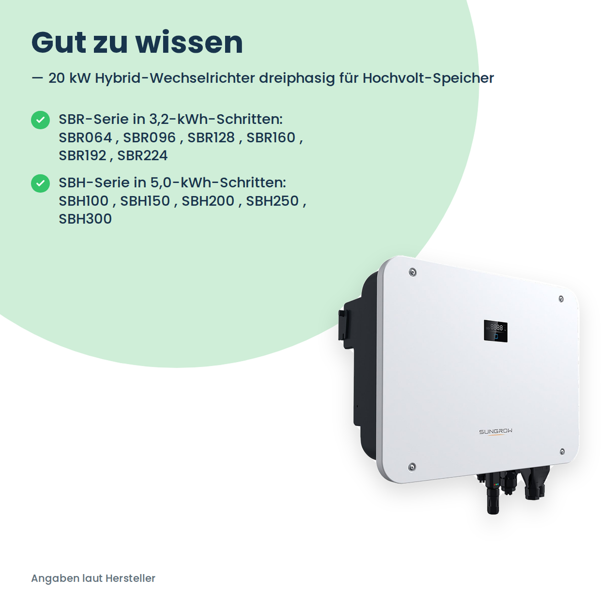 Sungrow SH20T – 20 kW hybride omvormer driefasig voor hoogvolt-batterijen