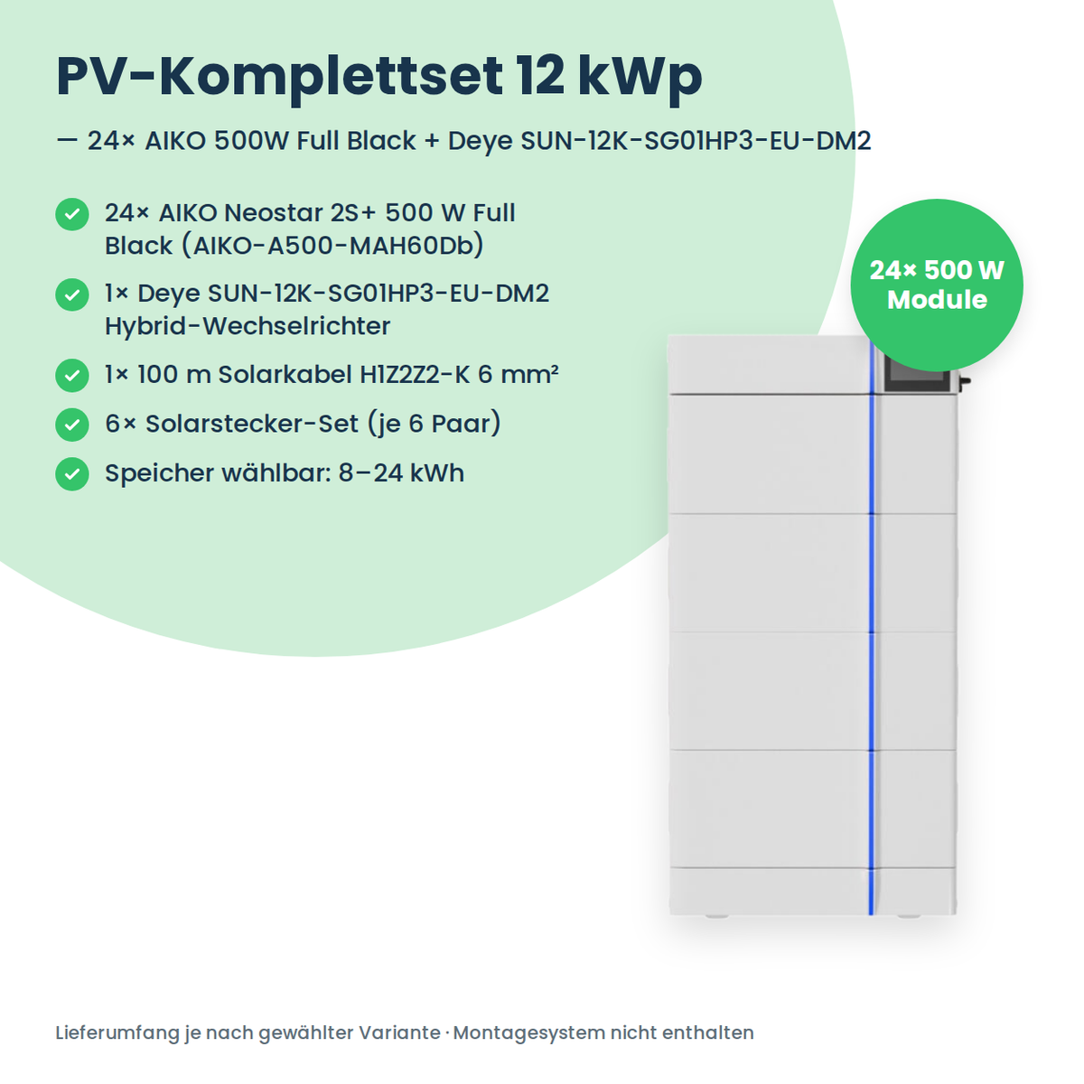Lieferumfang PV-Komplettset 12 kWp 3-ph.