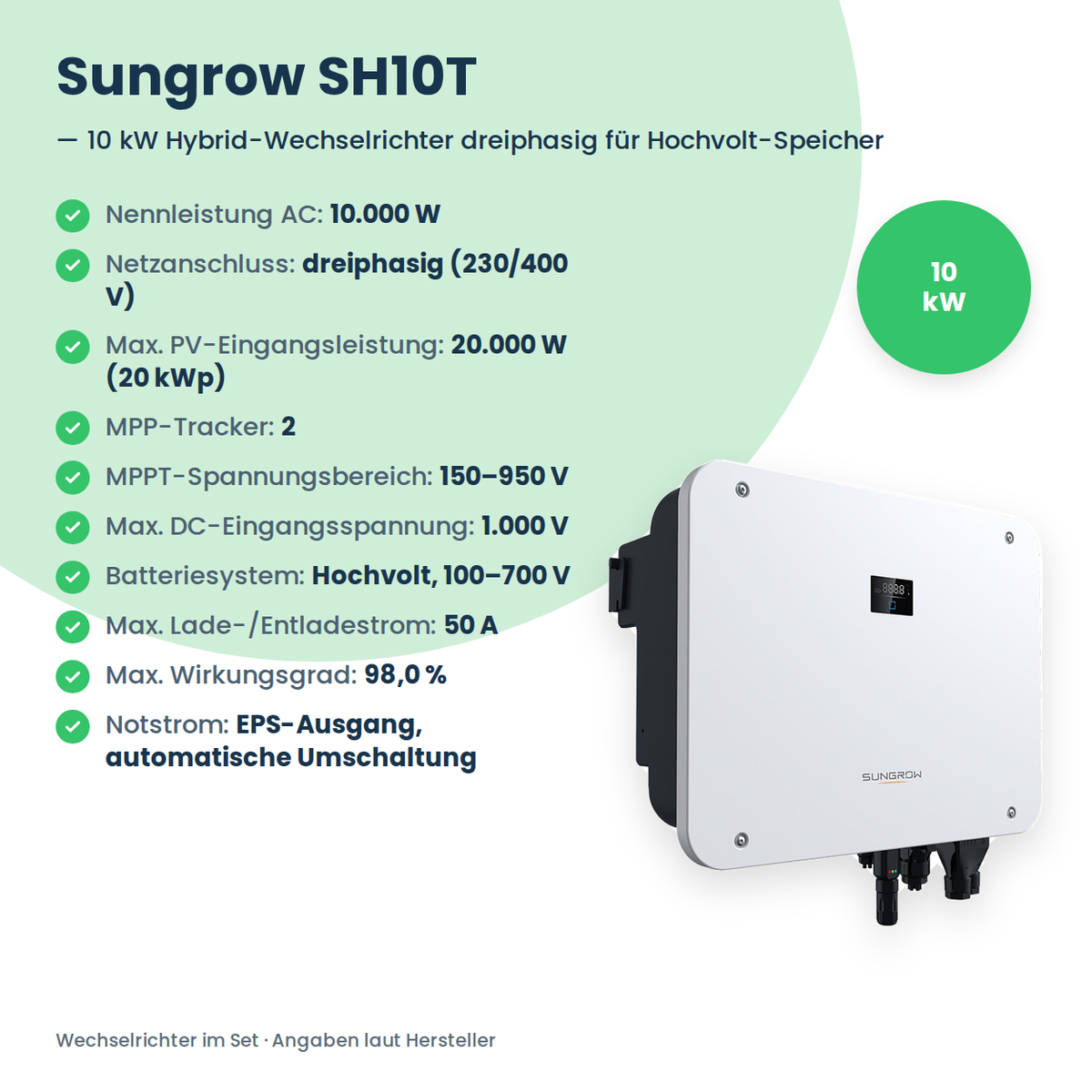 Complete PV-set 10 kWp 3-fasig | 15× AIKO STELLAR 670W + Sungrow SH10T + Sungrow SBR096