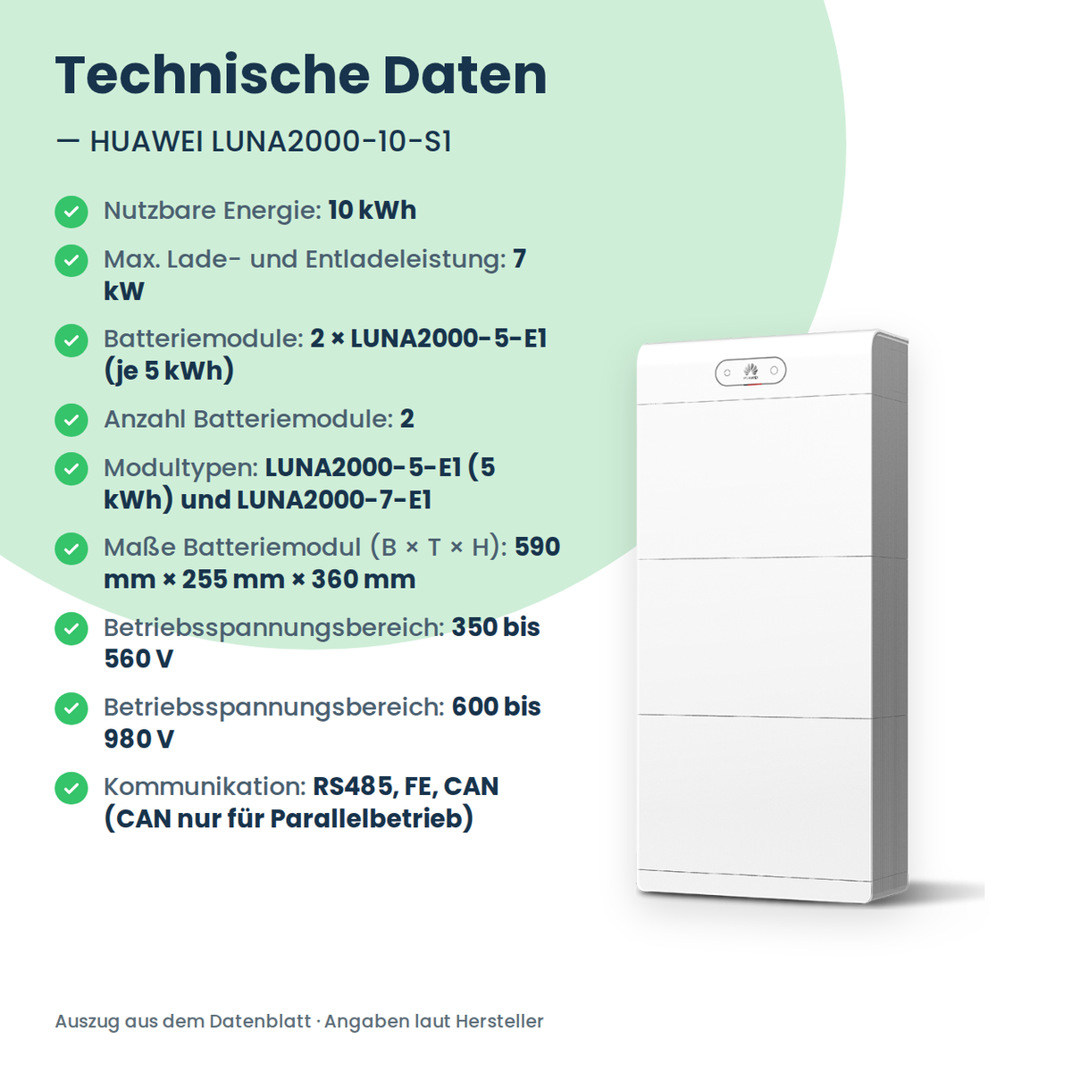 HUAWEI LUNA2000-10-S1 batterijopslag 10 kWh