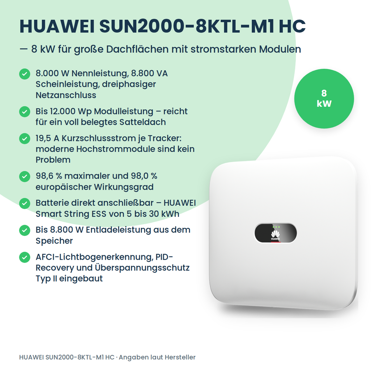HUAWEI SUN2000-8KTL-M1 HC hybride omvormer 8 kW