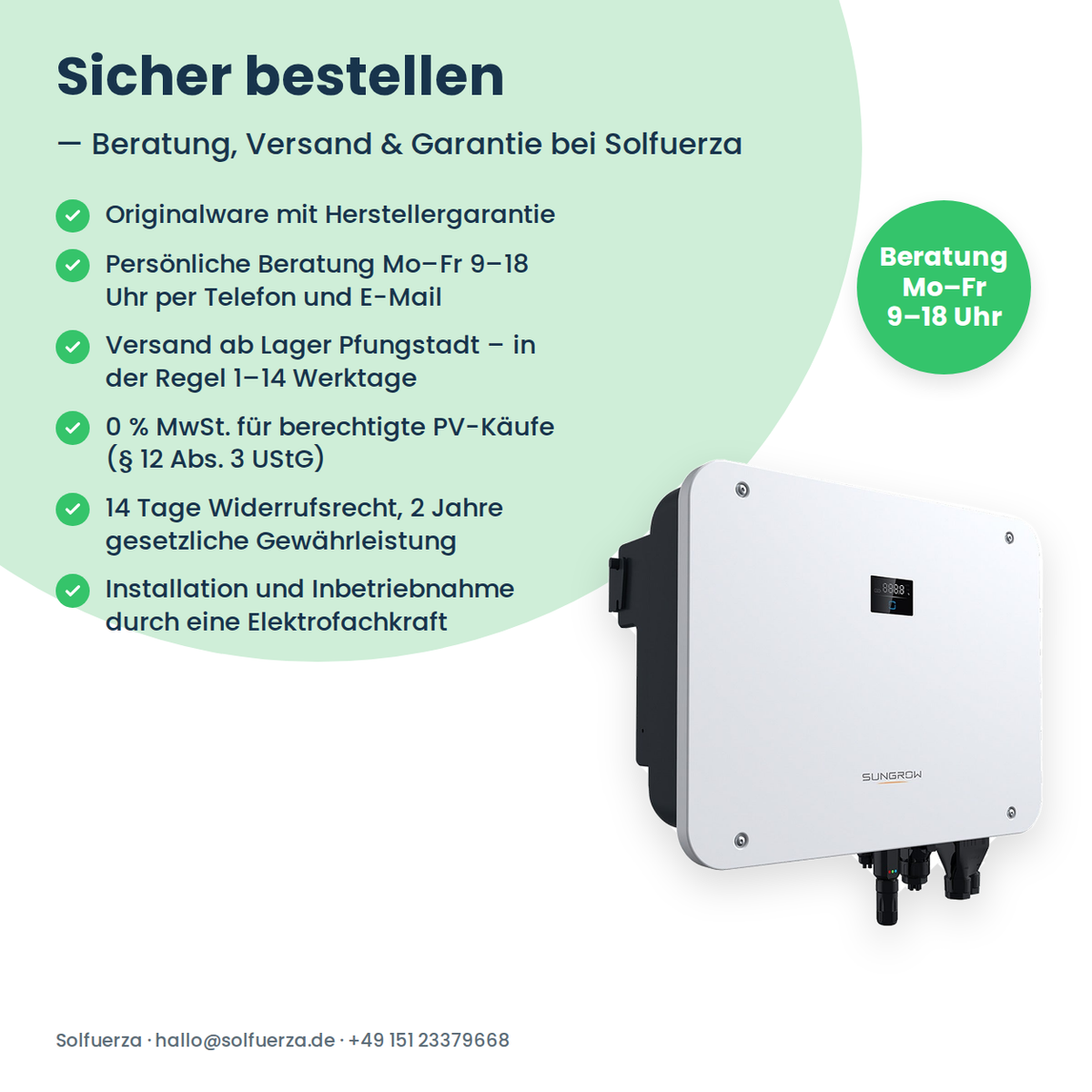 Sungrow SH15T – 15 kW hybride omvormer driefasig voor hoogvolt-batterijen