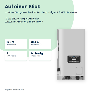 Deye SUN-10K-G06 – 10 kW stringomvormer driefasig met 2 MPP-Trackern