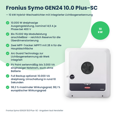 Fronius Symo GEN24 10.0 Plus-SC hybride omvormer 10 kW