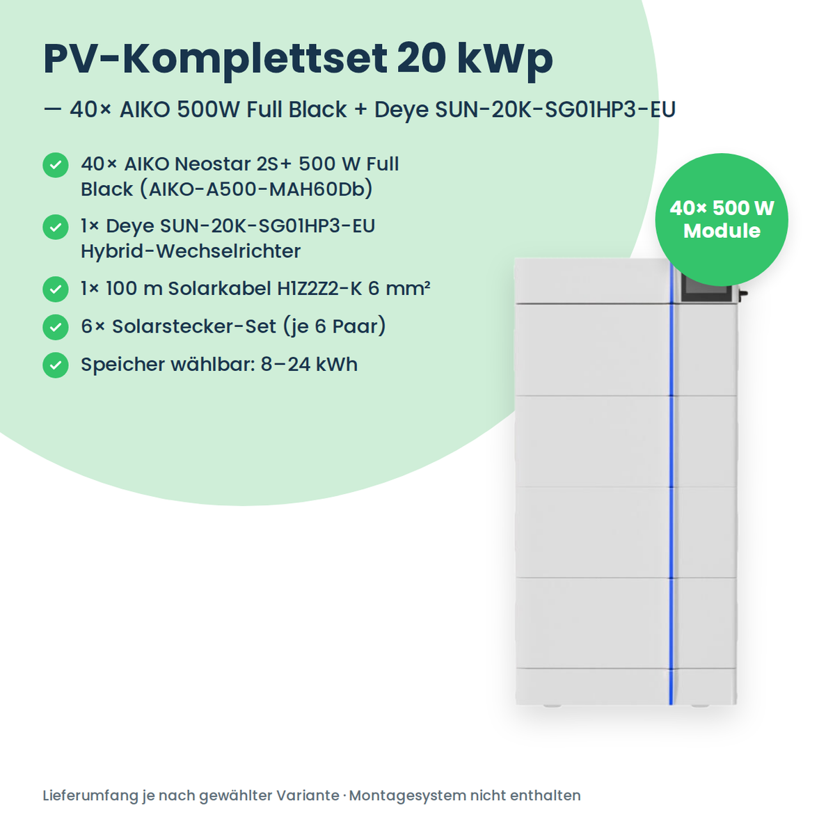 Lieferumfang PV-Komplettset 20 kWp 3-ph.