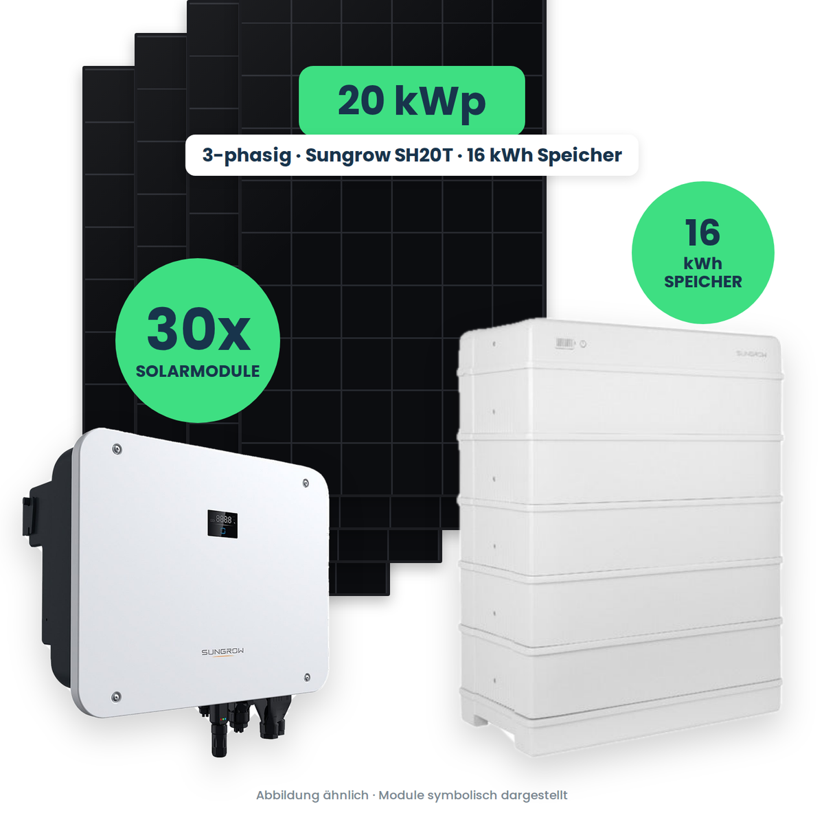 PV-Komplettset 20 kWp – 30× AIKO STELLAR 670W + Sungrow SH20T + Sungrow SBR160