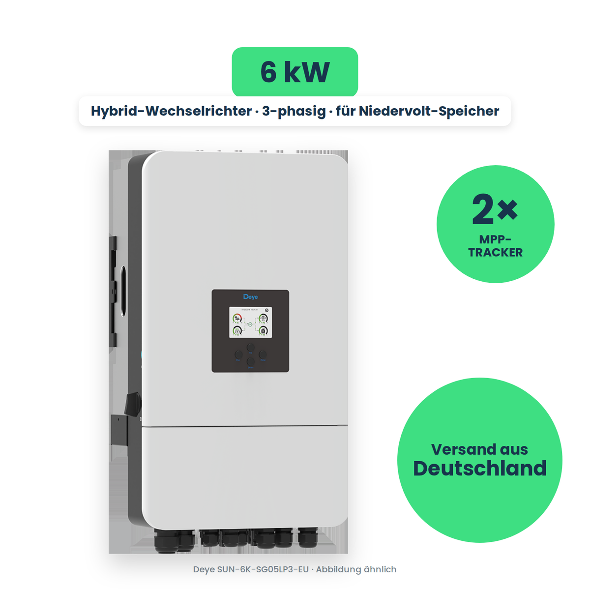 Deye SUN-6K-SG05LP3-EU – Hybrid-Wechselrichter, freigestellt